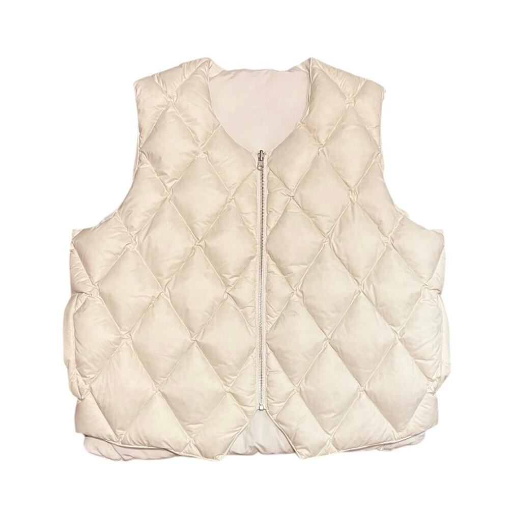Stussy ss24 reversible quilted vest Cream down puffer vest
